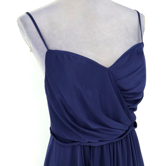 Davids Bridal Dress Womens 10 Blue Sweetheart Strappy Pleated Lined Wedding Prom - Picture 6 of 12